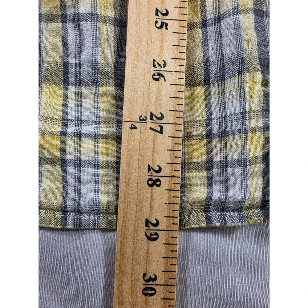 The North Face Plaid Double Weave Button Up Shirt Mens Large Yellow Grey